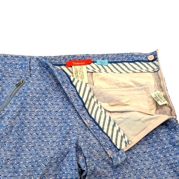 Anthropologie Cartonnier Blue Charlie Trouser Shell Print Ankle Crop Pants Sz 8 - Picture 4 of 12